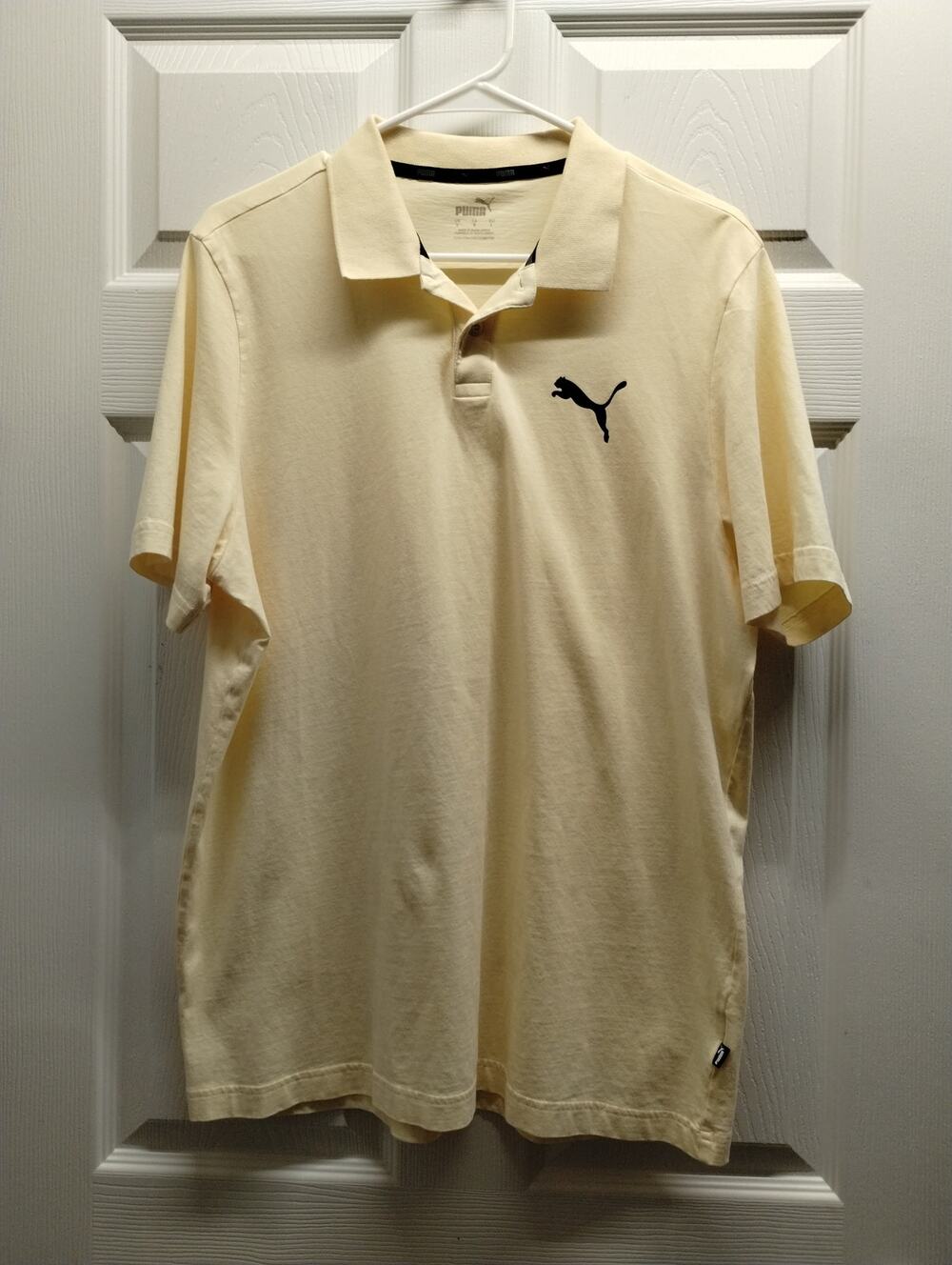 PUMA Men's Size Large Yellow Essentials Athleisure Short Sleeve Golf Polo Shirt